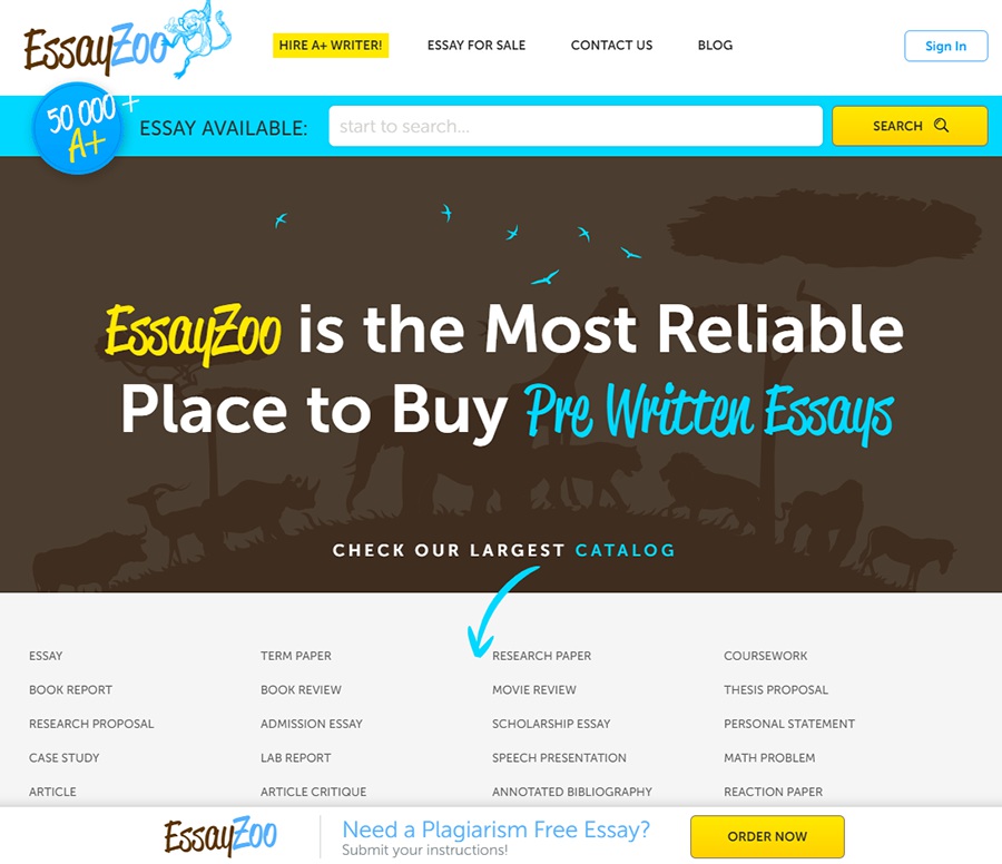 Homepage of essayzoo.org